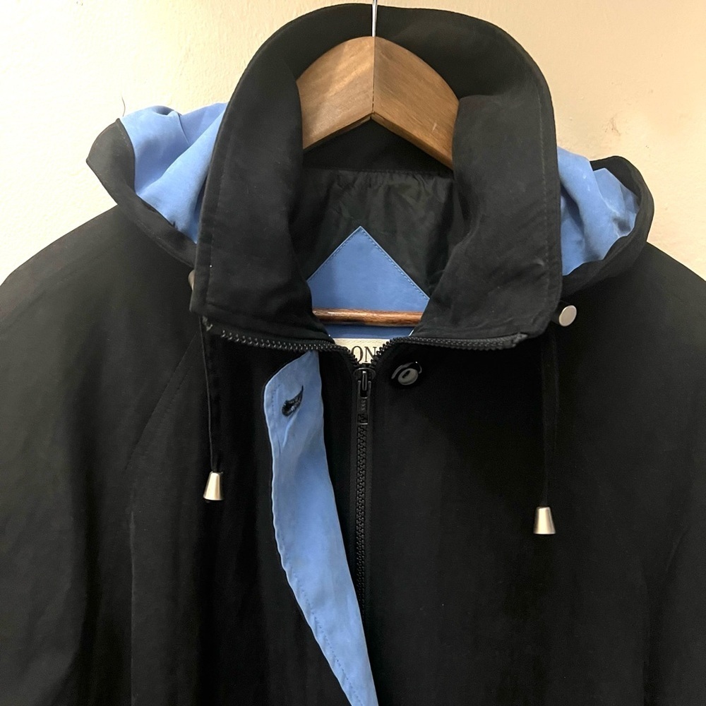 London Fog Black Bomber Jacket with Blue Accents - Picture 4 of 9